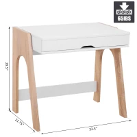 HomCom 33" Wood Modern Flip Top Writing Desk with Storage - White and Oak(m-3)