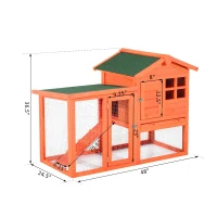 Pawhut 48" Wooden Rabbit Hutch w/ Ladder and Outdoor Run(m-4)