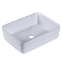 kleankin Rectangular Vessel Sink Above Counter Art Basin Porcelain Ceramic Bathroom Vanity Sink - Matte White(m-2)