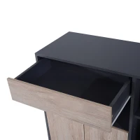 HomCom 35" Kitchen Island Cart - Natural Wood/Dark Gray(m-9)