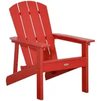 Outsunny Adirondack Chair, HDPE Fire Pit Chair, Weather Resistant Outdoor Chair for Patio, Garden, Backyard, Lawn, Red(m-1)