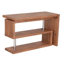 HOMCOM 75" 360 Degree Rotating Corner Computer Desk Modern L-Shaped Home Office Workstation with 2 Storage Shelves, Bookshelf, Walnut Brown(m-11)