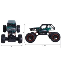 Aosom 1:12 Scale 2.4Ghz 4WD RC Rock Crawler Off-Road Electric Monster Truck - Green(m-3)