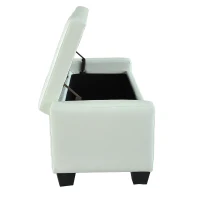 HomCom 51" Large Bedroom Closet Entryway Unique Ottoman Storage Bench PU Leather Plush - White(m-7)