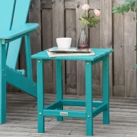 Outsunny Adirondack Side Table, Square Patio End Table, Weather Resistant 15" Outdoor HDPE Table for Porch, Pool, Balcony, Green(m-2)
