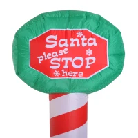 HOMCOM 6’ Outdoor Lighted Inflatable Christmas Road Sign - Santa Please Stop Here(m-8)