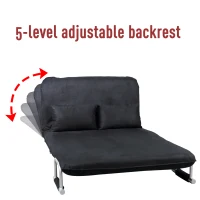 HomCom Full Size Folding 5 Position Steel Convertible Sleeper Bed Chair- Black(m-5)