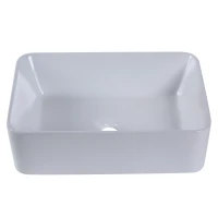 kleankin Rectangular Vessel Sink Above Counter Art Basin Porcelain Ceramic Bathroom Vanity Sink - Matte White(m-5)