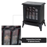 HomCom 16" 1500W Freestanding Indoor Electric Fireplace Heater - Black(m-5)