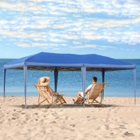 Open Box Outsunny Canopy Tent 10x20 Easy Pop Up Canopy Party Tent with 2-Tier Roof - Blue(m-1)