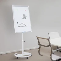 Vinsetto 28" x 40" Magnetic Height Adjustable Rolling Whiteboard Easel with Wheels(m-1)