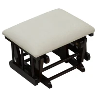 HomCom 2 Piece Rubberwood Linen Glider Rocking Chair with Ottoman Set - Cream White(m-9)