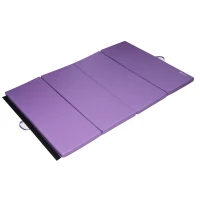 Soozier 6' x 4' x 2" PU Leather Folding Gymnastics / Martial Arts Mat - Purple(m-1)