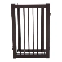 PawHut 31" x 61" 3 Panel Freestanding Wooden Expandable Pet Gate with Door(m-9)