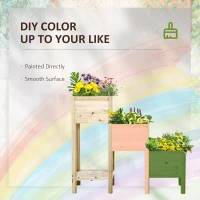 Outsunny 3 Tier Raised Garden Bed with Storage Shelf, Elevated Wooden Planter Box for Vegetables, Herbs, and Flowers, Space-Saving Design(m-5)