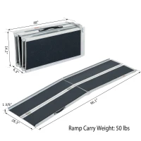 HomCom 8' Portable Traveling Convenient Mobility Ramp Carpeted Aluminum Side Walls Folding(m-3)
