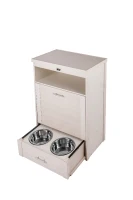 New Age Pet Dog Brea Food Pantry/Double Diner -Antique White(m-1)