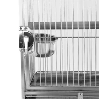 Open Box PawHut 25" Dome Top Stainless Steel Travel Bird Cage Carrier with Handle Perch(m-10)