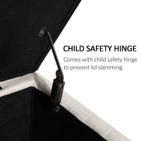 HOMCOM 42" Rectangular Storage Ottoman Bench, Linen Fabric Coffee Table Ottoman with Removable Tray for Living Room, Entryway, or Bedroom, Cream White(m-6)