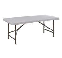 HomCom 4' Multipurpose Utility Center-Fold Folding Table w/ Carrying Handle - White Granite Top(m-1)