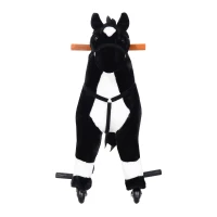 Qaba Children’s Soft Plush Mechanical Toy Riding Horse with Forward Walking Motion - Black(m-7)