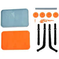 HOMCOM 32pc Kids Tool Set Pretend Play Construction with Rolling Cart Orange/Grey(m-12)
