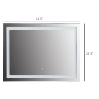 HomCom Touch Activated 2.5" Illuminated Bathroom Vertical Wall Mirror Outline LED Light - Silver(m-3)