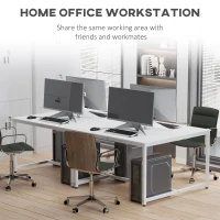 HOMCOM Two Person Computer Desk, 47 x 47" Extra Large Writing Study Desk, Double Workstation for Home Office, White(m-4)