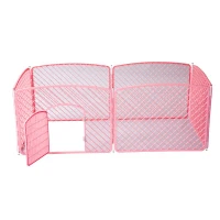Pawhut Portable Plastic Adjustable Pet Play Pen - 6 Panel Pink(m-4)