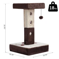 PawHut 2-Tier Cat Tree Tower Scratching Post Furniture with Mice Toy Sisal Ball Roller - Beige / Coffee Brown(m-3)