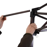 Outsunny 11'x11' Pop-Up Gazebo, Portable 2-Tier Party Tent with Carrying Bag, Weather-Resistant Canopy, Ideal for Outdoor Events, Khaki(m-7)