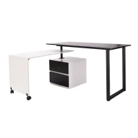HomCom 52”- 85” Swivel Computer Table Desk - Black/White(m-1)