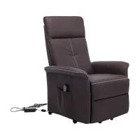 HomCom Faux Leather Three Position Lift Chair Recliner With Remote - Brown(m-1)