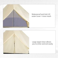 Outsunny 16' Spacious Interior 10 Person Family Boho Glamping Teepee Tent - Beige(m-5)