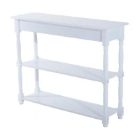 HomCom 40"W Modern Country Pine 3 Tier Wooden Entryway Console Table - Glossy White(m-9)
