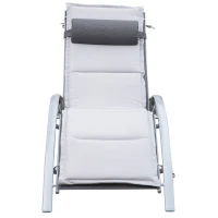 Outsunny Aluminum Outdoor Patio Chaise Lounge Chair with Cushion - Light Grey(m-4)
