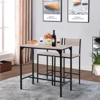 HOMCOM 3-piece Bar Table Set with High Back Stools, Industrial Counter Height(m-1)