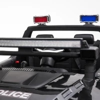 Aosom 12V Ride On Car 2-Seat Police Truck w/ Remote Control & 3 Speeds & LED Light Bar and Audio Input - Black(m-11)