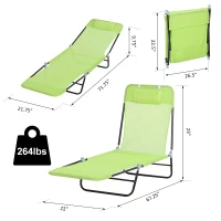 Outsunny Mesh Reclining Lounge Chair, Green - Lightweight & Portable Outdoor Recliner for Patio Relaxation(m-2)