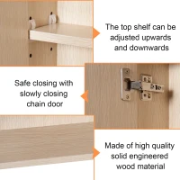 Kleankin 25" x 27" Double Door LED Bathroom Mirror Medicine Cabinet - White Oak(m-6)