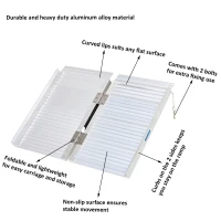 HomCom 2' Small Portable Bi-Fold Lightweight Aluminum Stair Doorway Entry Disability Ramp - Silver(m-5)