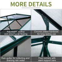 Outsunny 6' x 8' x 7' Polycarbonate Portable Walk-In Garden Greenhouse(m-6)