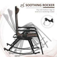 Outsunny Outdoor Rocking Chairs, Foldable Reclining Zero Gravity Lounge Rocker with Pillow, Cup & Phone Holder, Combo Design with Folding Legs, Brown(m-8)