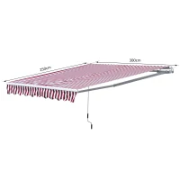 Outsunny 10'x8' Retractable Awning, Sun Shade for Patio & Window, Durable Polyester Fabric, Manual Operation, Red(m-2)