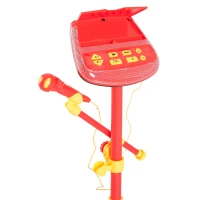Qaba Kids Karaoke Machine Toy Play Set Music Lights with Microphones and Adjustable Stand - Red(m-8)