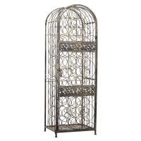 HOMCOM 45 Bottle Wrought Iron Lockable Industrial Free Standing Wine Rack Jail, Antique Bronze(m-1)