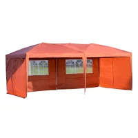 Outsunny 10' x 20' Pop Up Canopy Party Tent with 4 Removable Sidewalls - Rust Red(m-4)