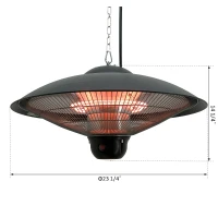 Outsunny 1500W Ceiling Mounted Round Outdoor Electric Patio Heater with LED Light and Remote Control(m-3)