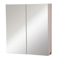 Kleankin 25" x 27" Double Door LED Bathroom Mirror Medicine Cabinet - White Oak(m-1)