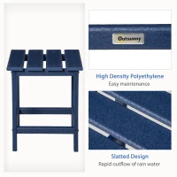 Outsunny Adirondack Side Table, Square Patio End Table, Weather Resistant 15" Outdoor HDPE Table for Porch, Pool, Balcony, Blue(m-6)